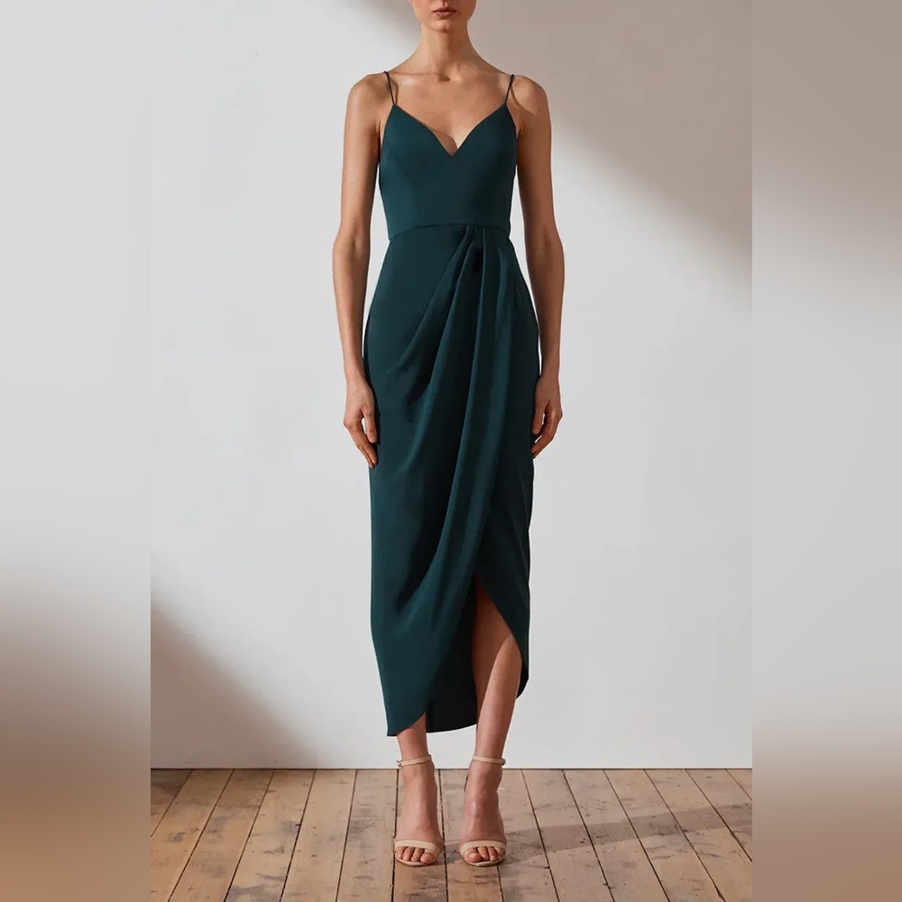 Shona Joy Core Cocktail Dress in Seaweed Green Size 10 - Picture 2 of 14